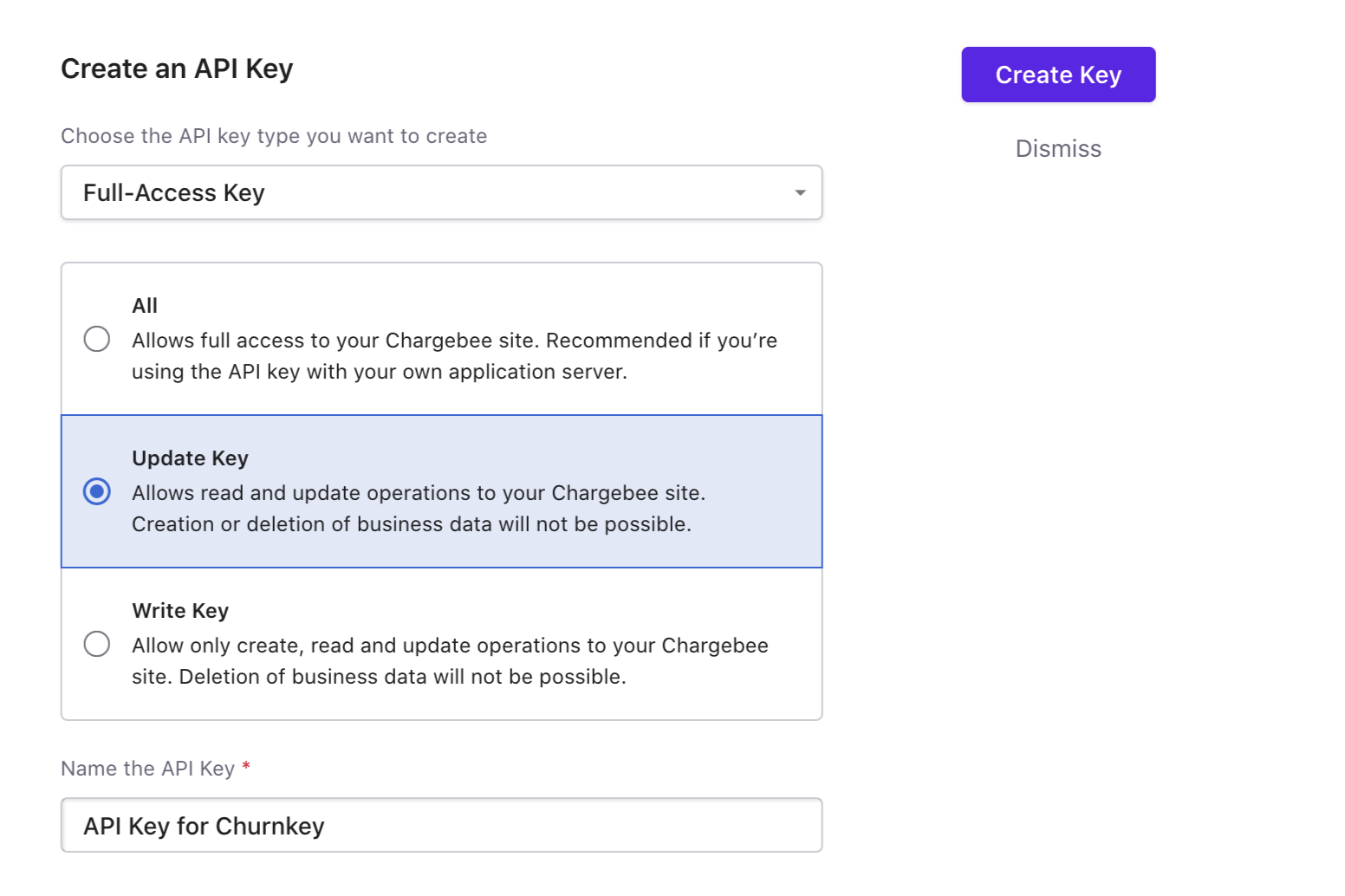 Api key configuration screenshot